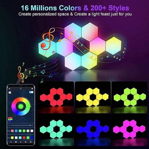 RGB Hexagon Gaming Wall Lights - Music Sync