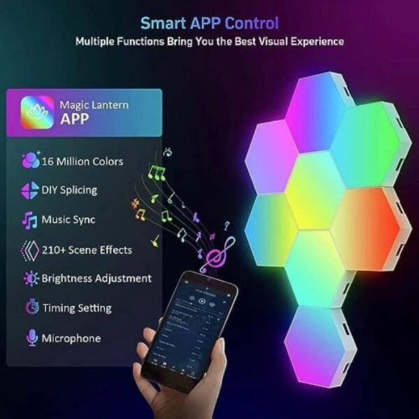 RGB Hexagon Gaming Wall Lights - Music Sync