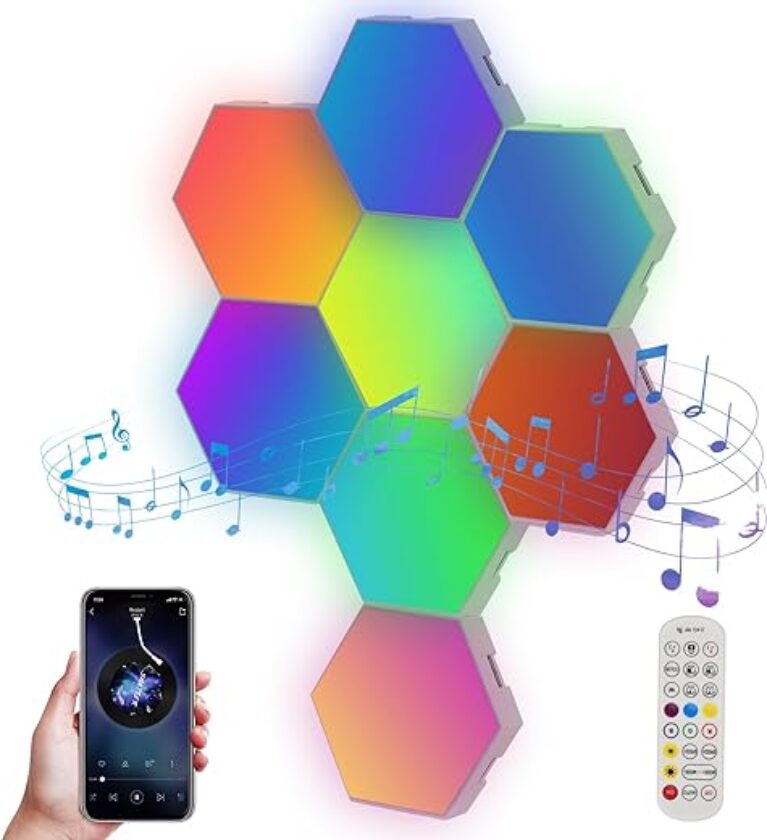 RGB Hexagon Gaming Wall Lights - Music Sync