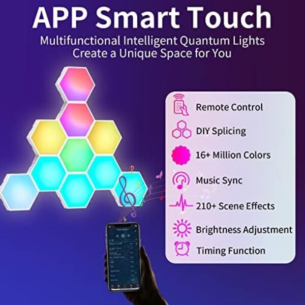 RGB Hexagon Wall Light Panels with Music Sync