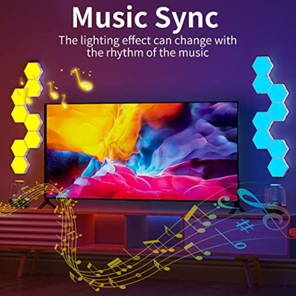 RGB Hexagon Wall Light Panels with Music Sync