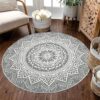 Round Soft Shaggy Rug, Washable Non-Slip, Dark Grey, 160 cm