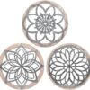 Rustic Round Metal-Wood Wall Art Set (3)