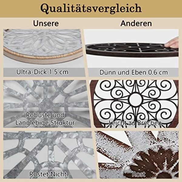 Rustic Round Metal-Wood Wall Art Set (3)