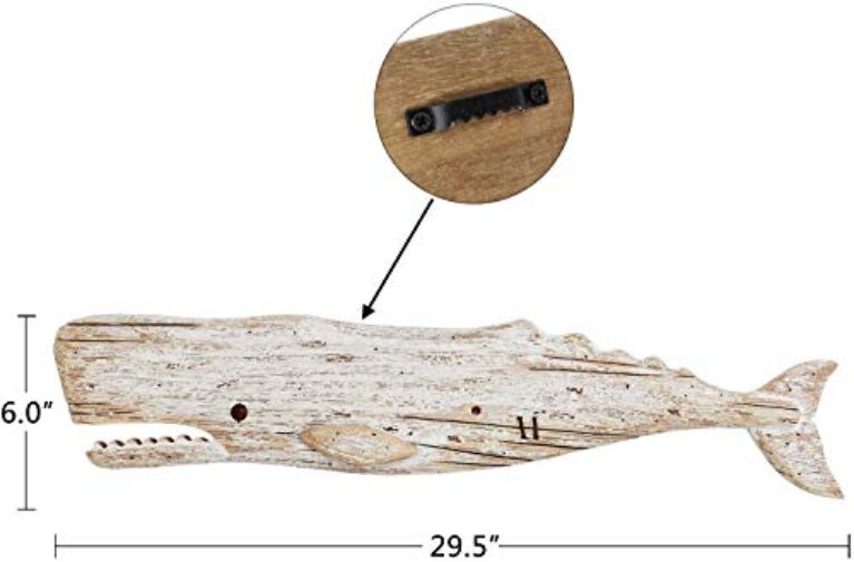 Rustic Wooden Whale Wall Sculpture - 29.5 Inches