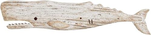 Rustic Wooden Whale Wall Sculpture - 29.5 Inches