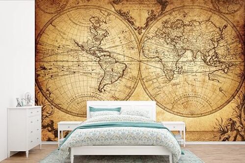 Self-Adhesive Vintage World Map Wallpaper