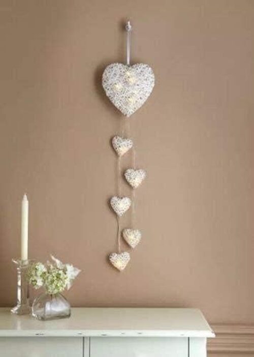 Shabby Chic Rattan Heart String Lights, Battery-Operated