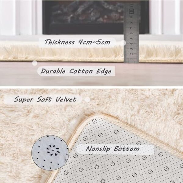 Soft Fluffy Shag Rug - Beige, 120x160 cm