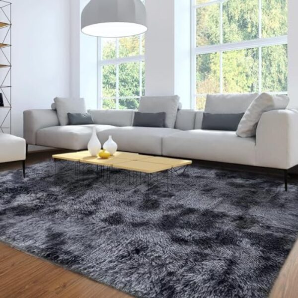 Weicher Zottelteppich, Grau/Schwarz 200x250 cm