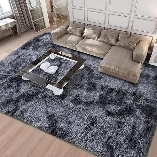 Weicher Shaggy-Teppich, Grau/Schwarz 200X250 Cm
