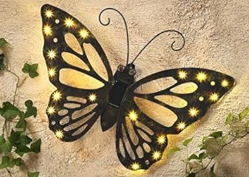 Solar Butterfly Wall Light With Leds, 42 Cm