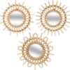 Sunburst Rattan-Spiegel (3er-Set) - Beige