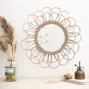 Sunflower Wicker Boho Wall Mirror Decor