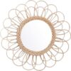 Sunflower Wicker Boho Wall Mirror Decor