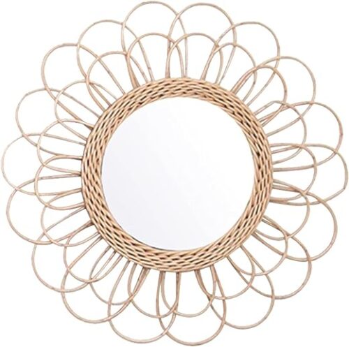 Sunflower Wicker Boho Wall Mirror Decor