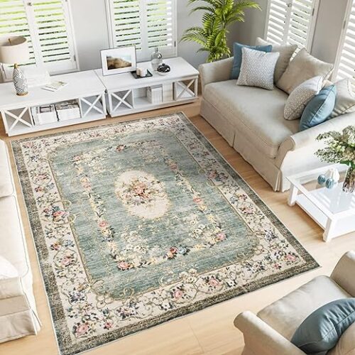 Taleta Washable Floral Living Room Rug