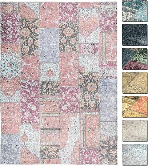 Tesso Pinker Kilim Patchwork-Teppich