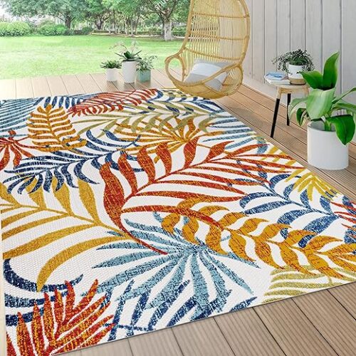 Tropical Palm Leaf Bohemian Rug - Indoor/Outdoor, 150Cm