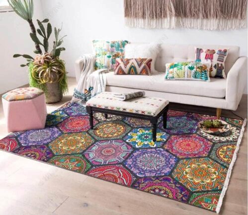 Vintage Boho Mandala Non Slip Area Rug