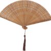 Vintage Brown Bamboo Hand Fan - Compact & Portable
