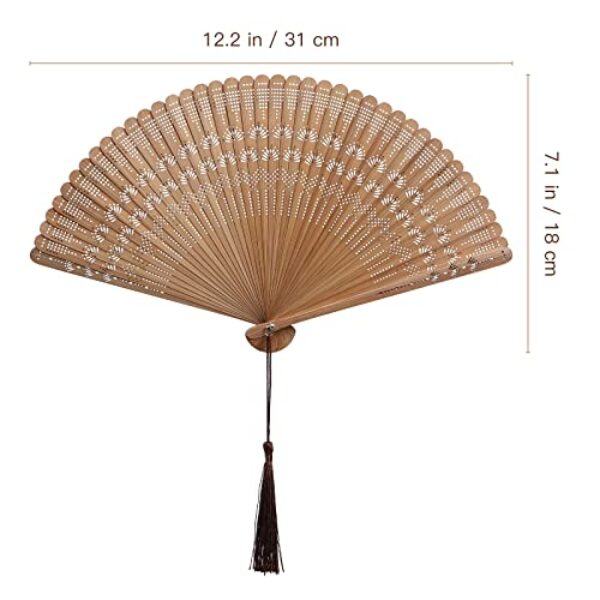 Vintage Brown Bamboo Hand Fan - Compact & Portable
