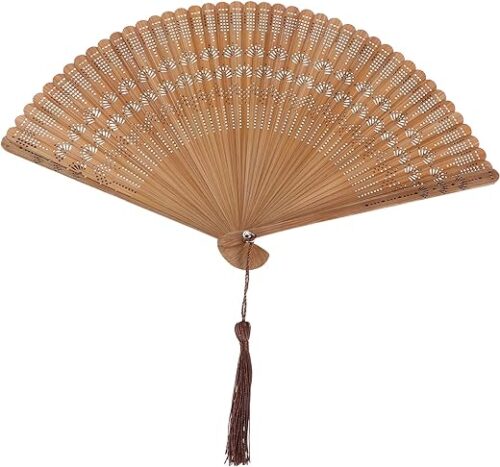 Vintage Brown Bamboo Hand Fan - Compact &Amp; Portable