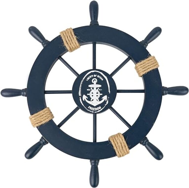 Dunkelblaues nautisches Steuerrad im Vintage-Stil, 28 cm