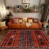 Geometrischer waschbarer Teppich im Vintage-Stil, 200x300cm, tiefes Orange/Gelb