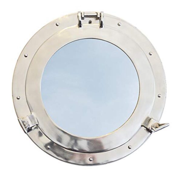 Vintage Nautical Porthole Mirror - 17" Nickel Chrome