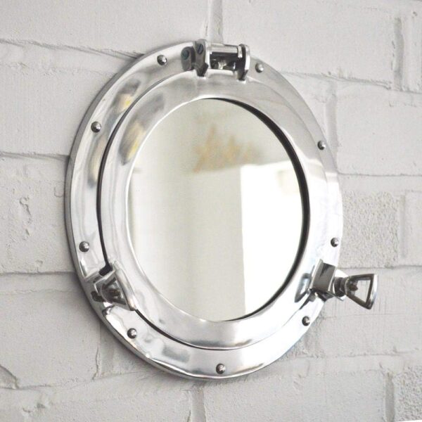 Vintage Nautical Porthole Mirror - 17" Nickel Chrome