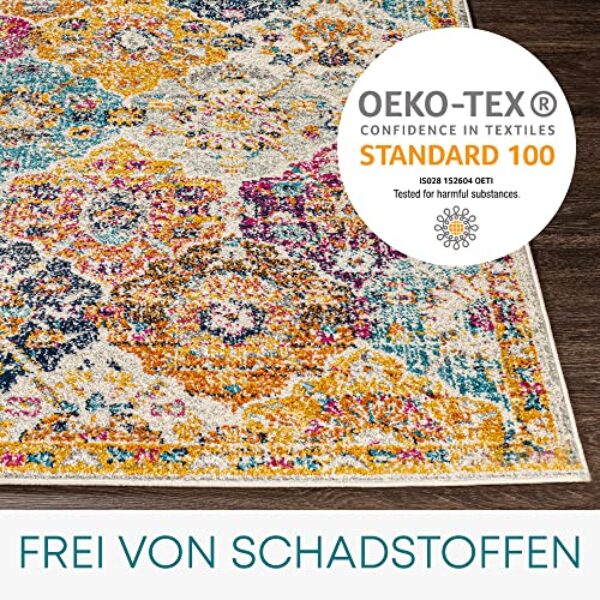 Vintage Oriental Boho Rug - Mustard & Navy