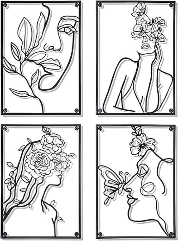 Walasis Modern Black Metal Wall Art Set