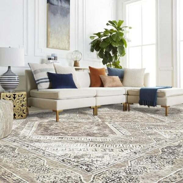 Washable Boho Oriental Rug - Non-Slip, 8x10 ft