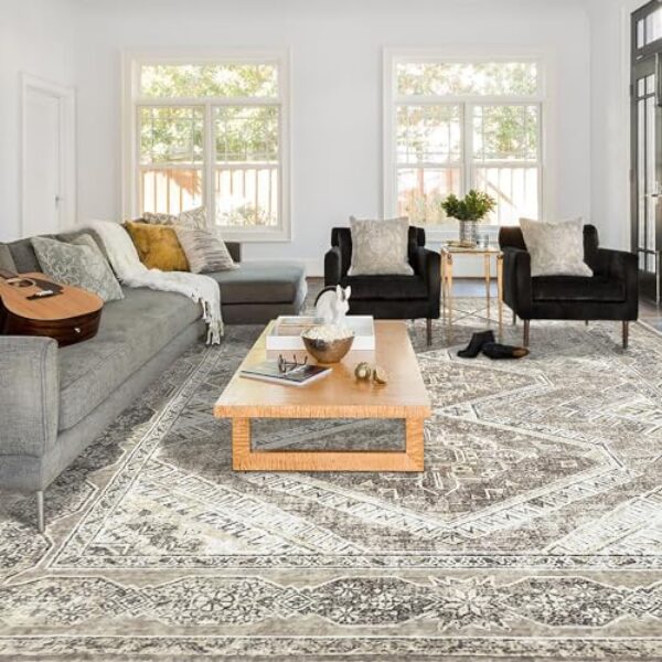 Washable Boho Oriental Rug - Non-Slip, 8x10 ft