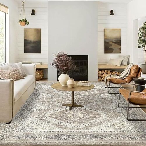 Washable Boho Oriental Rug - Non-Slip, 8X10 Ft