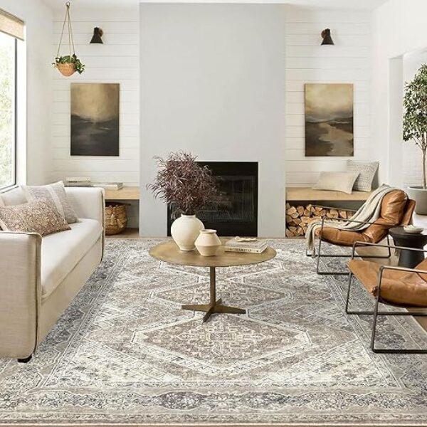 Washable Boho Oriental Rug - Non-Slip, 8x10 ft