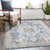 Washable Navy Floral Runner - 210x300cm