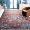 Washable Red/Blue Oriental Rug, 8x12 ft