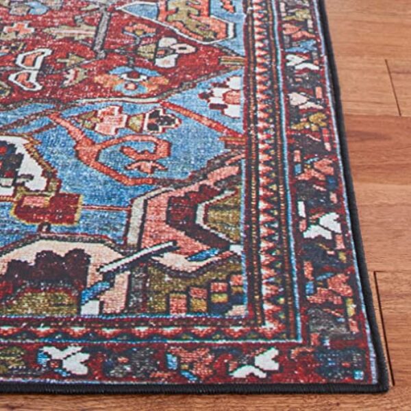 Washable Red/Blue Oriental Rug, 8x12 ft