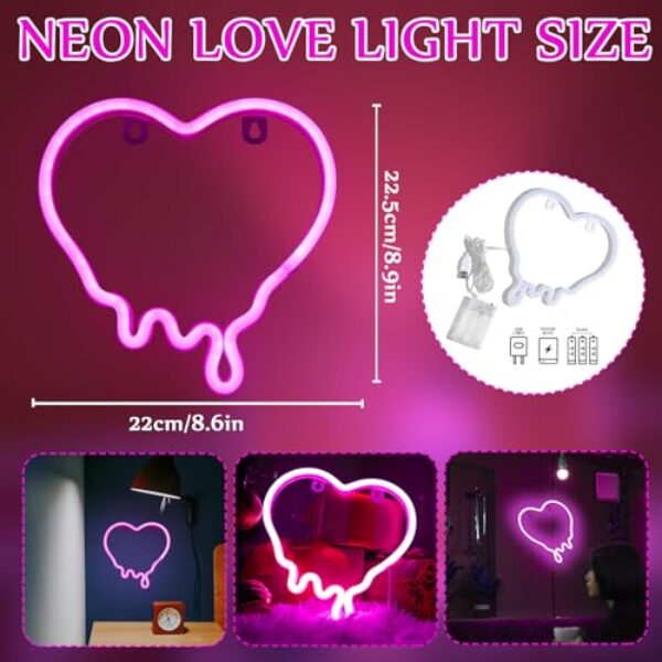 Waterproof LED Pink Melting Heart Neon Light