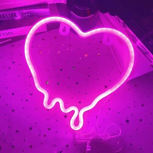 Waterproof Led Pink Melting Heart Neon Light