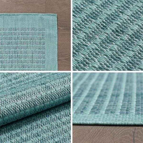 Wetterfester runder blauer Teppich - 200 cm, waschbar & langlebig
