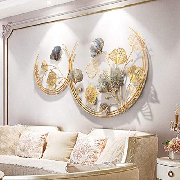 WJQQ 3D Metal Ginkgo Wall Decor