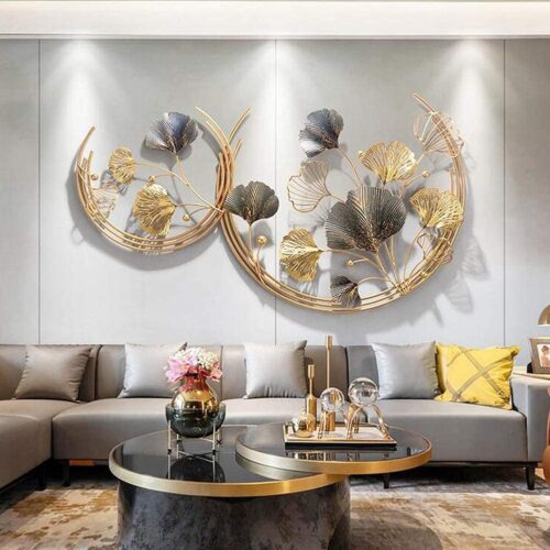Wjqq 3D Metal Ginkgo Wall Decor