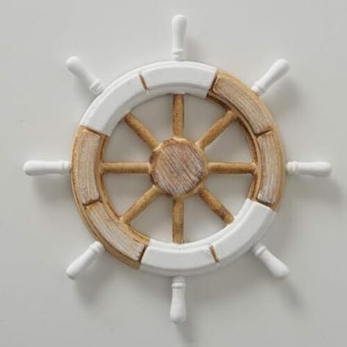 Maritimes Wandlenkrad aus Holz - 30 cm, weiß