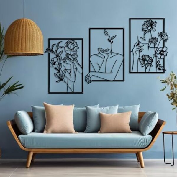 YiYa 3-Pack Minimalist Metal Wall Art