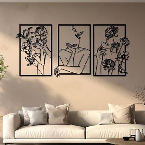 Yiya 3-Pack Minimalist Metal Wall Art