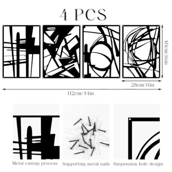 YiYa 4-Pack Minimalist Metal Wall Art