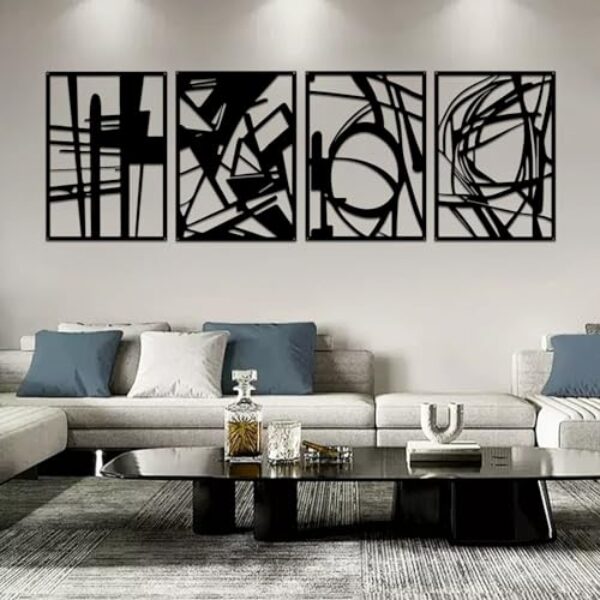 YiYa 4-Pack Minimalist Metal Wall Art